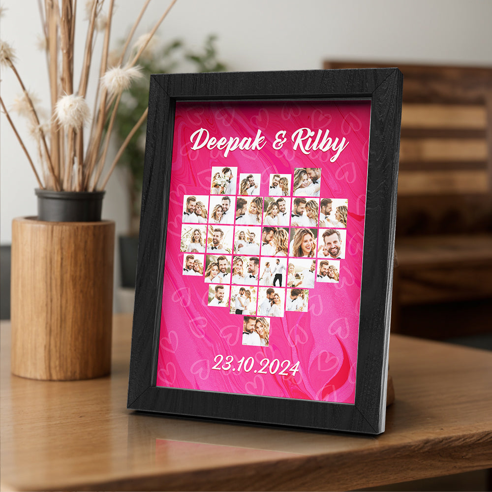 Personalised Heart Collage Photo Frame | Unique Wedding & Anniversary Gift
