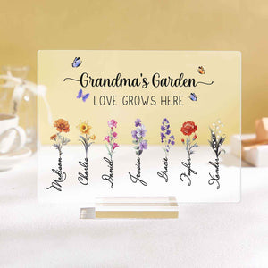 Personalized Grandma's Garden Plaque Custom Birth Flower Sign Mother's Day Gift for Grandma