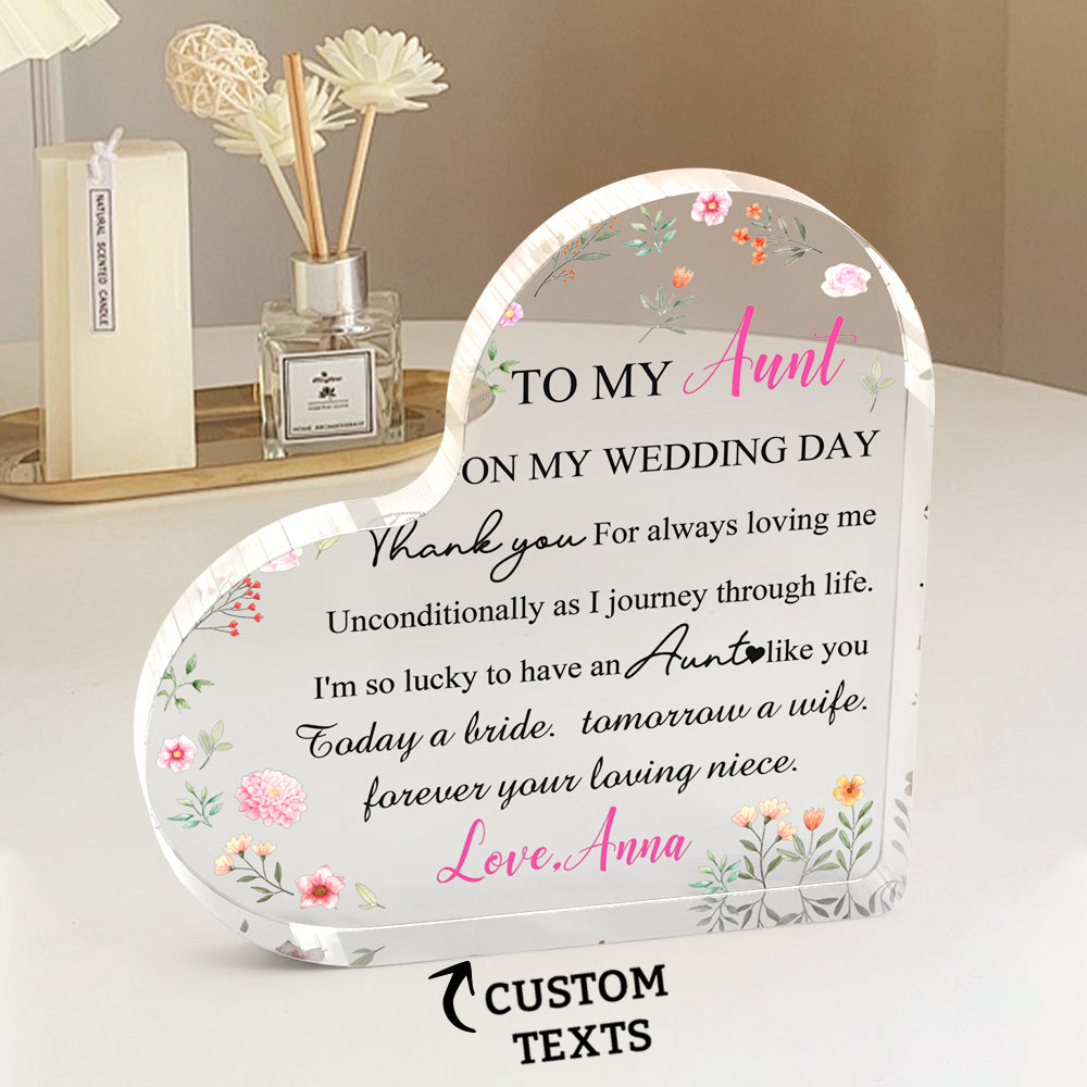 Personalised 'Aunt of the Bride' Heart Acrylic Plaque - Custom Wedding Gift from Bride