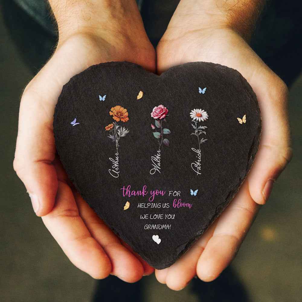 Custom Birth Flowers Garden Stone Personalized Grandma's Garden Stone for Mother's Day Gift