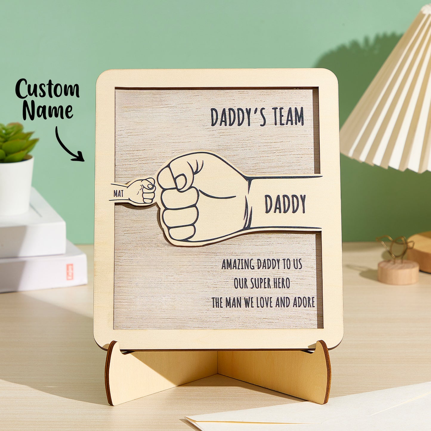 Personalised Fist Bumps Wooden Plaque with Family Name - Custom Family Gift Sign