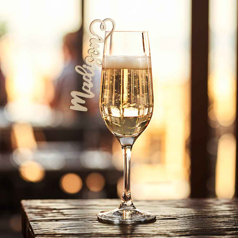 Personalized Wooden Place Cards for the Champagne Flute Name Cards Wedding Table Decoration