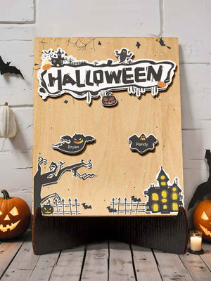 Personalized Hallowmas Wooden Ornament with Name Ghost Plaque for Halloween Gift