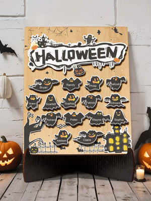 Personalized Hallowmas Wooden Ornament with Name Ghost Plaque for Halloween Gift