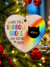 Personalised Heart Cat Memorial Ornament - Rainbow Bridge Visiting Hours Keepsake