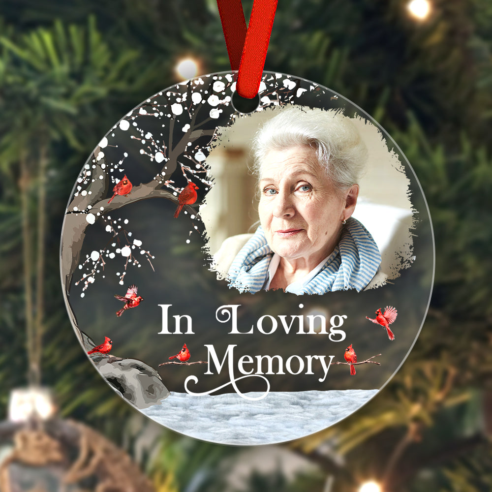 Packaged personalised memorial ornament in gift-ready presentation box, personalised photo keepsake for family