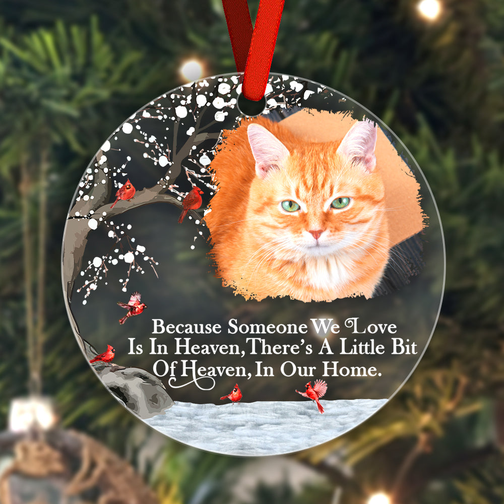 Group of personalised memorial photo ornaments displayed together on a mantel, sentimental Christmas keepsakes for family remembrance