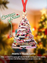 Personalized Christmas Book Tree Name Ornament Christmas Decoration Gift for Book Lover