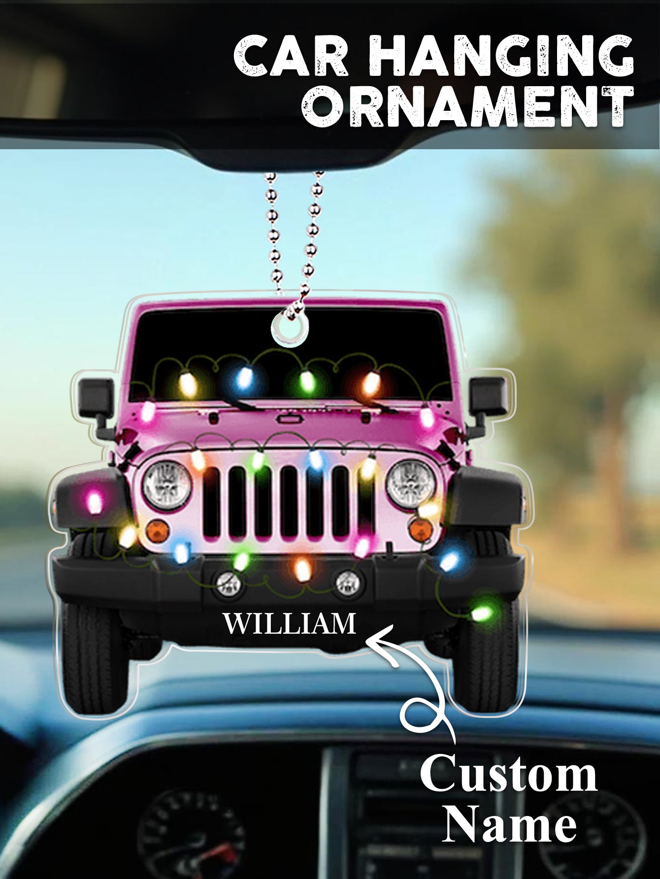 Personalised Car Christmas Ornament with Name - Custom Acrylic Decoration