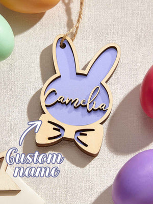 Personalized Rabbit Ornaments with Name Wooden Bunny Ornament Easter Gift for Kids