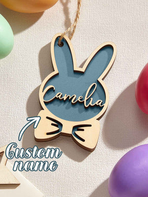Personalized Rabbit Ornaments with Name Wooden Bunny Ornament Easter Gift for Kids