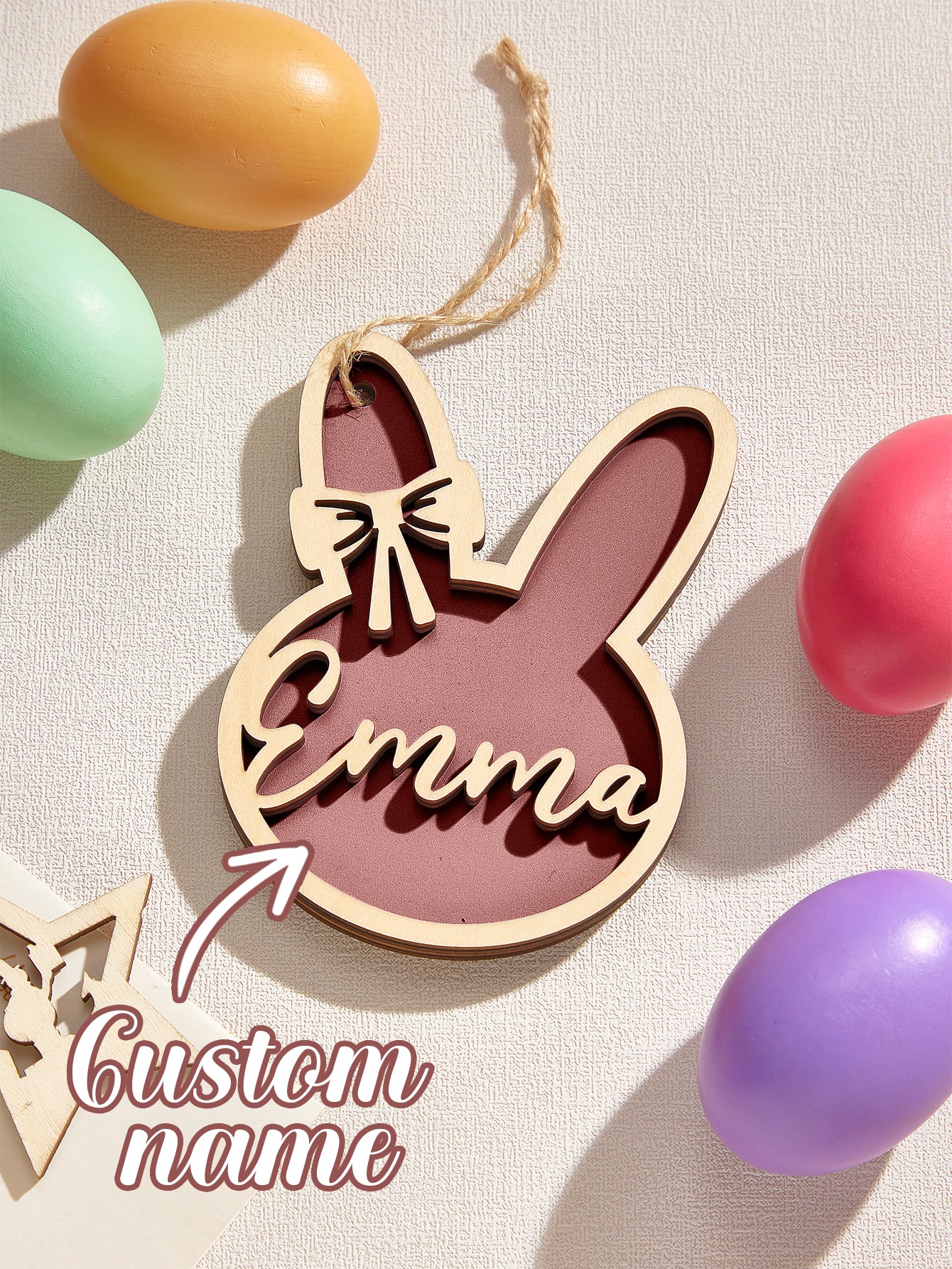 Personalised Rabbit Wooden Ornaments with Name - Unique Easter Gift for Children