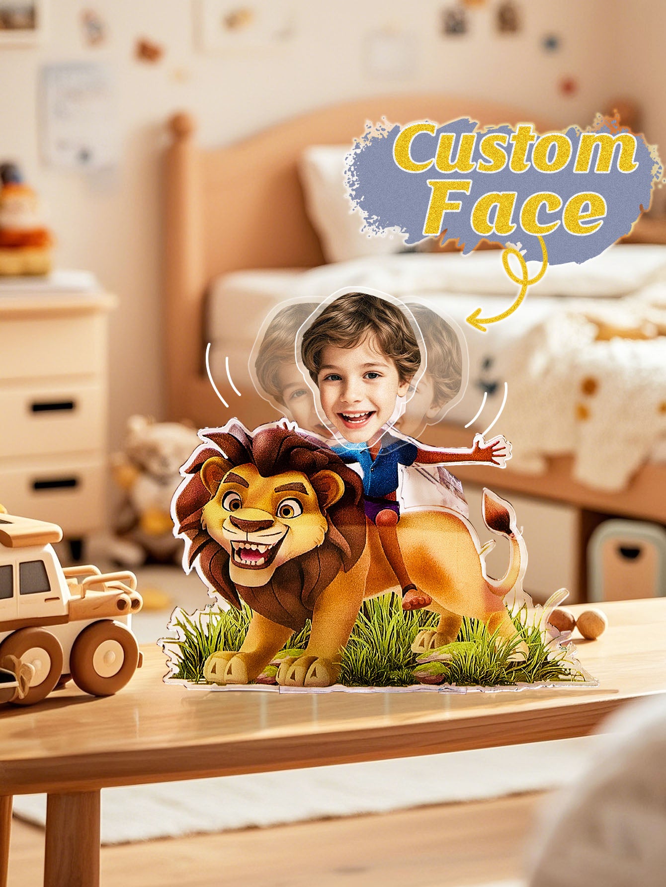 Product packaging and personalised standee components — personalised shaking head standee ready for customisation and gifting