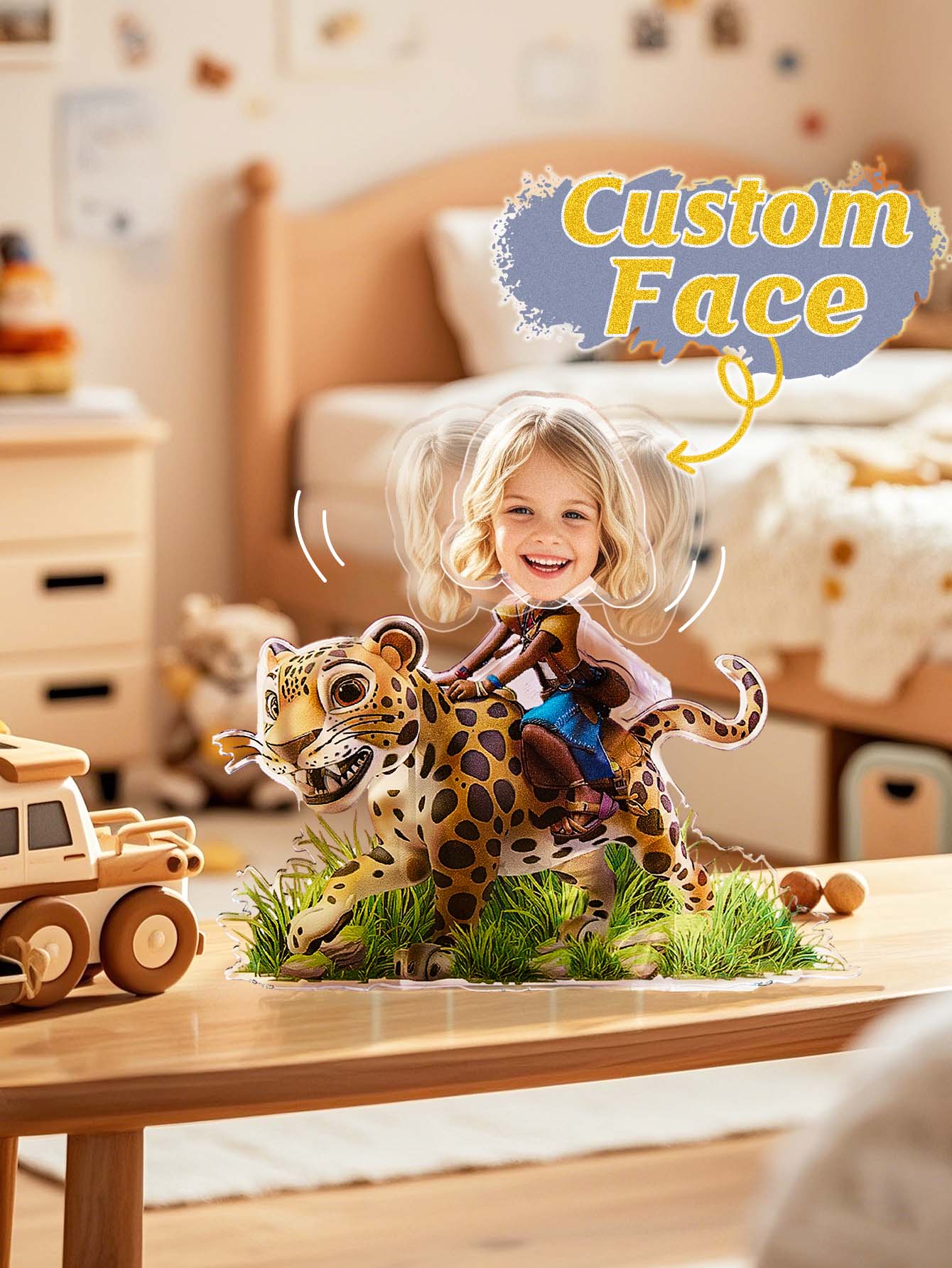 Personalised shaking head standee gift wrapped for giving — custom photo present ideal for children and family members