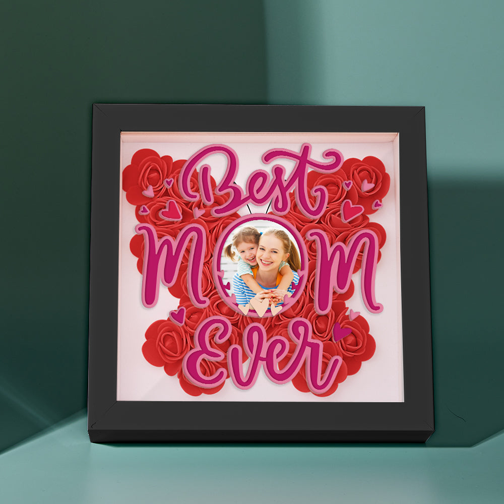Personalised Flower Photo Shadow Box - Unique Mother's Day Gift UK