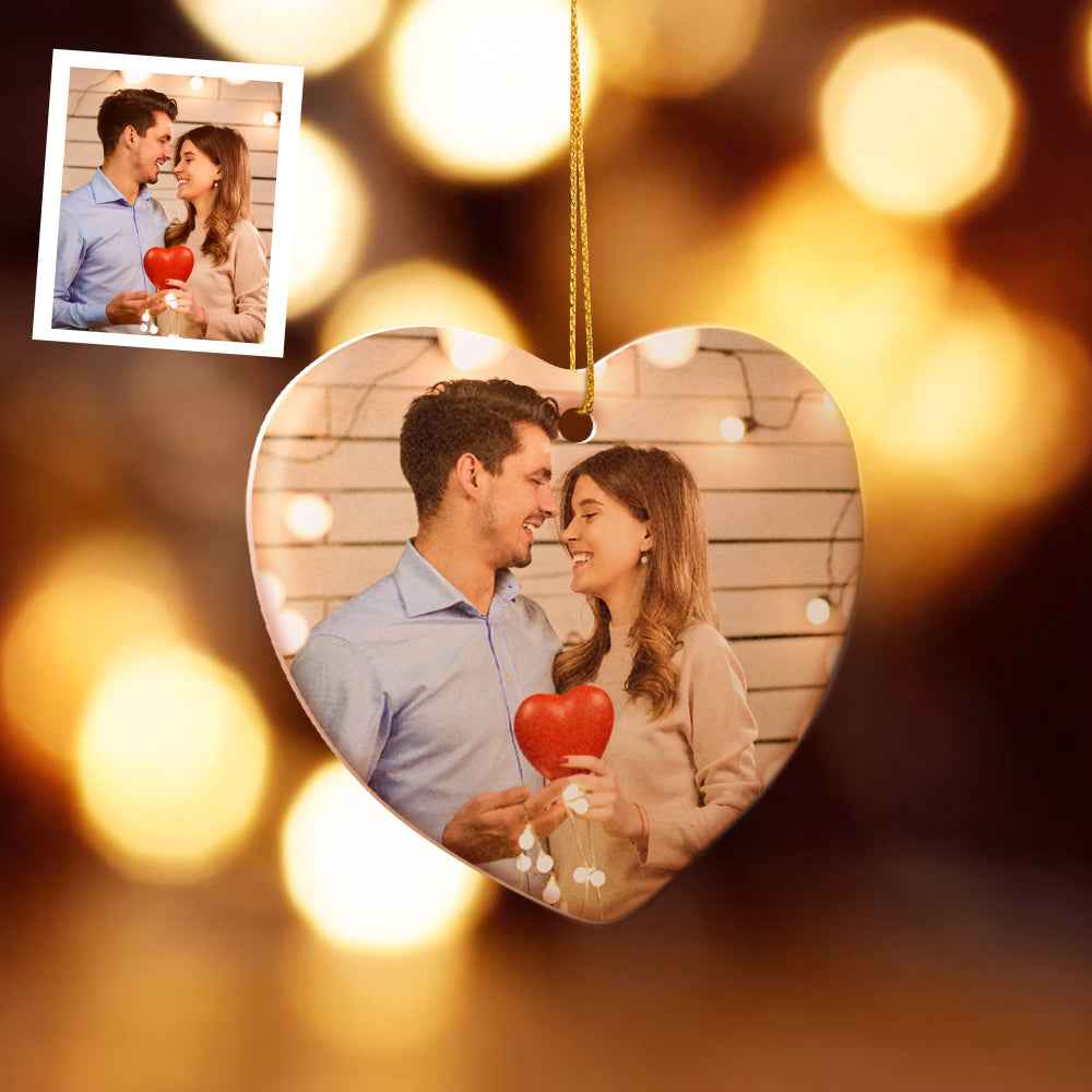 Custom Calendar Photo Heart Shaped Ceramics Ornament