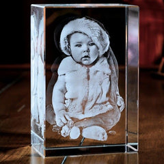 Personalised 2D/3D Laser Engraved Crystal Cube Photo Frame - Custom Night Light Gift