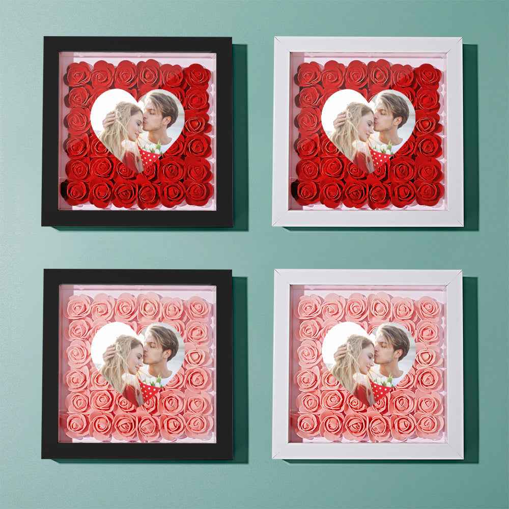 Custom Photo Flower Shadow Box Personalized Heart Flower Shadowbox Frame Gift