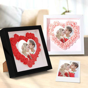 Custom Photo Flower Shadow Box Personalized Heart Flower Shadowbox Frame Gift