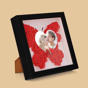 Custom Photo Flower Shadow Box Personalized Heart Flower Shadowbox Frame Gift