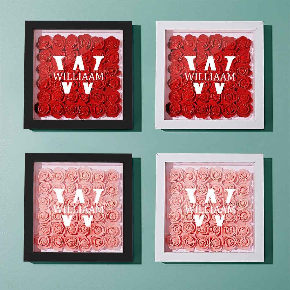 Customized Name Flower Shadow Box Personalized Shadowbox Frame