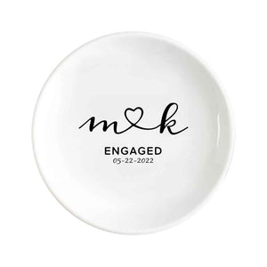 Personalized Engagement Ring Dish Custom Wedding Ring Dish Ceramic Jewelry Dish Ring Holder Bridesmaid Gift