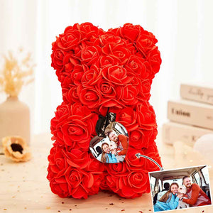 Custom Photo Bubble Immortal Flower Rose Teddy Bear Gift for Her
