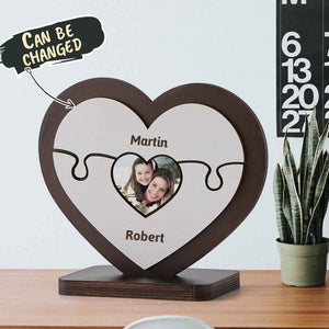 Personalised Name Heart Wooden Puzzle Ornaments Gifts for Mum