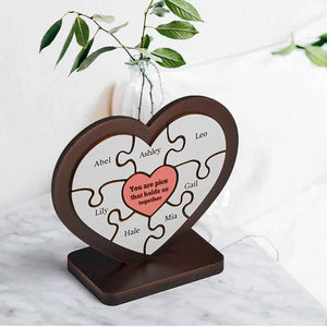 Personalised Name Heart Wooden Puzzle Ornaments Gifts for Mum