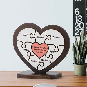 Personalised Name Heart Wooden Puzzle Ornaments Gifts for Mum
