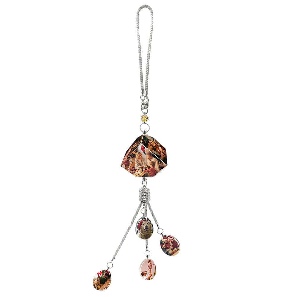Elegant gift-ready presentation of the personalised car pendant photo ornament.