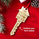 Personalized First Home Christmas Ornament Wooden Key Christmas Decoration Gift for Family