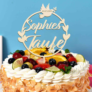 Custom Name Cake Topper Personalized Dove Wooden Couple Cake Decoration