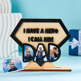 Custom Photo Ornaments Creative Diamond Super Dad Wooden Gifts