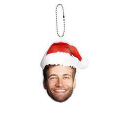 Custom Face Christmas Hat Hanging Ornament Keychain Decoration for Christmas Gift