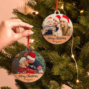 Personalized Wooden Photo Christmas Ornaments Holiday Gift for Family