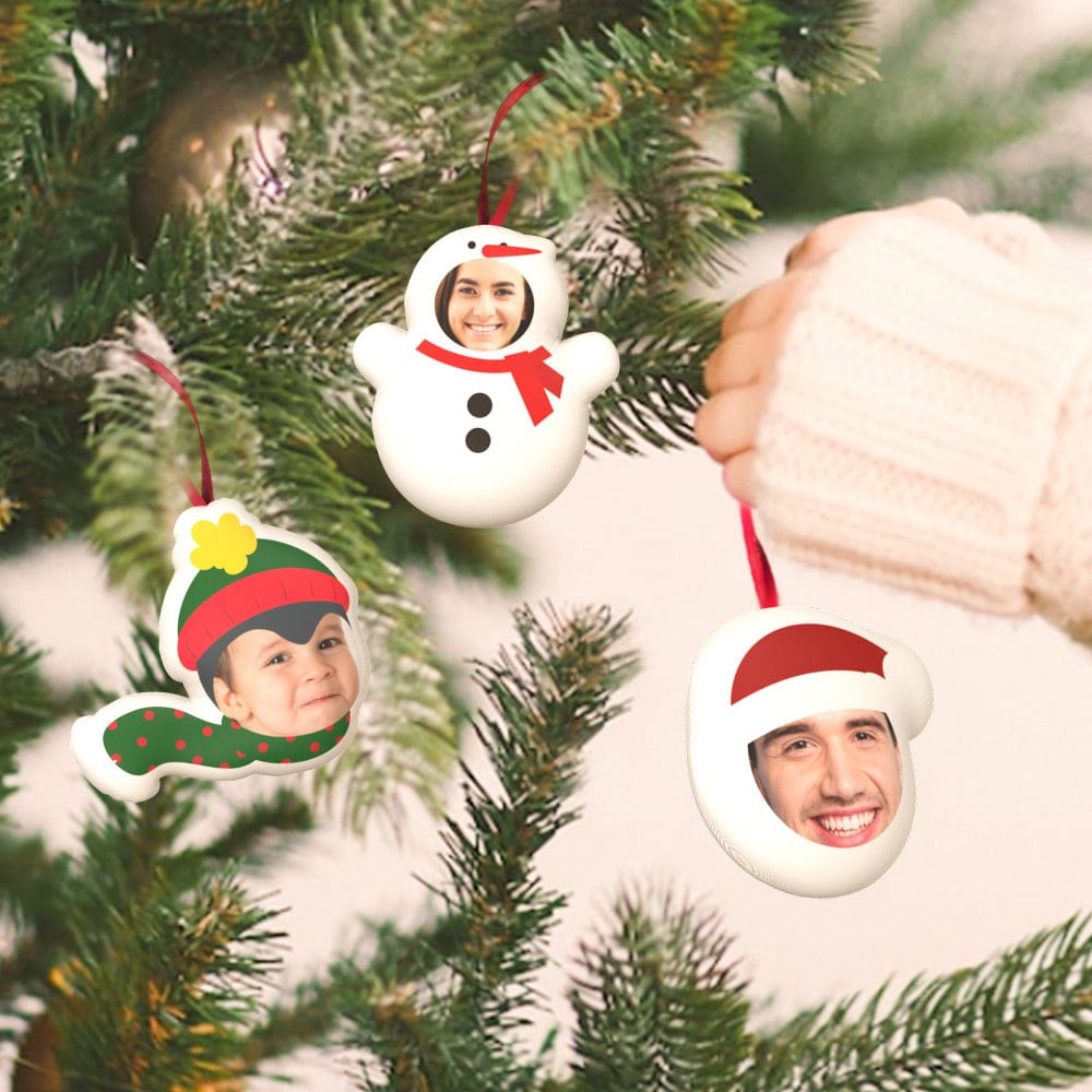 Personalised Christmas Ornament Hanging Doll Decorations - Set of 3 Funny Customisable Photo Gifts