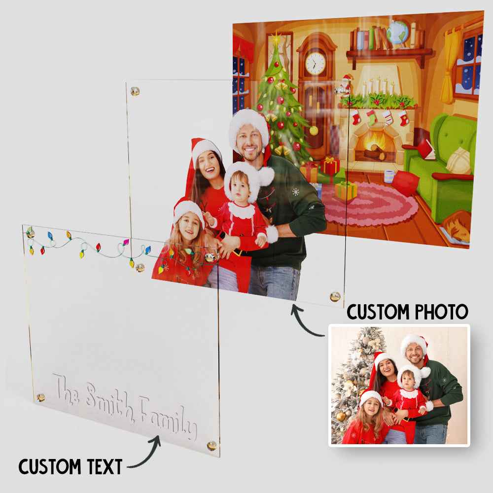 Custom Christmas Acrylic Ornaments Personalized Engraved Photo Magnetic Desktop Picture Ornaments