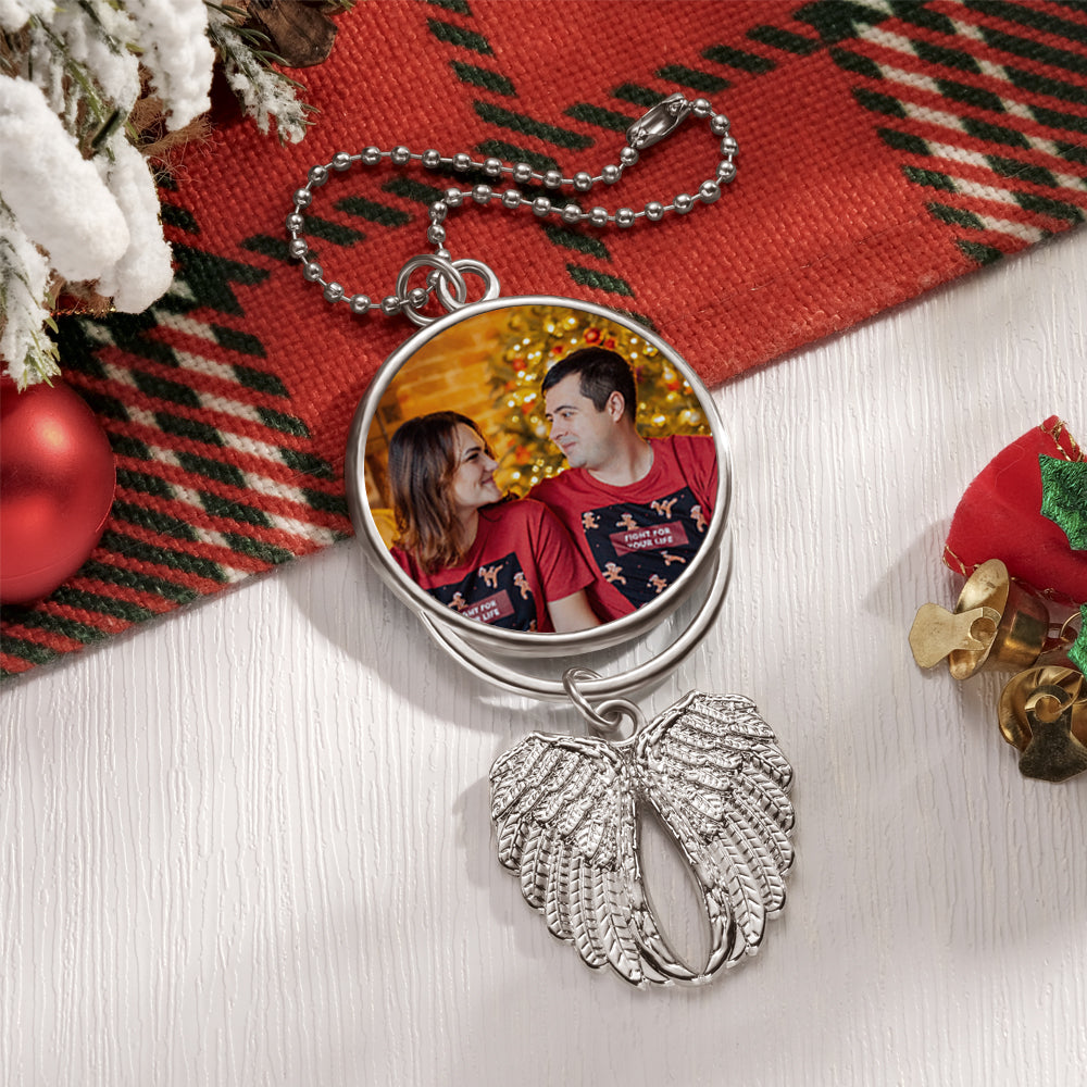 Engraving area of the Personalised Angel Wings Ornament, with space for a name or date.