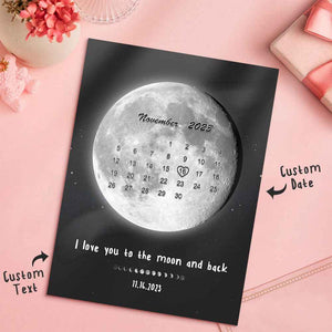 Custom Moon Phases Plaque Decor With Photo/Calendar Anniversary Gift For Couple