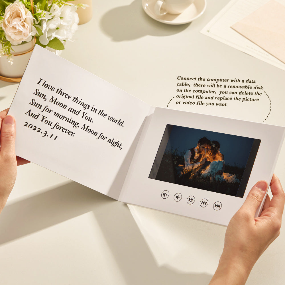Personalised Video Photo Book With Text | 1GB Memory | Rechargeable Keepsake Gift
