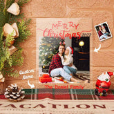 Custom Chirstmas Family Photo Arylic Plaque with Family Name Desk Top Sign