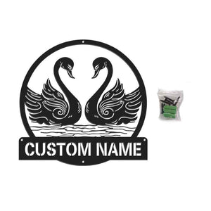Custom Swan Signs Metal Wall Art Personalized Couple LED Lights Decor Gift for Lover