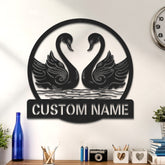 Personalised Swan Couple LED Light Sign - Custom Metal Wall Art Gift