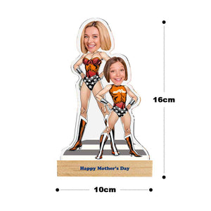 Custom Face MiniMe Plaque Personalized Super Mom and Daughter Desk Decor Gifts for Mom