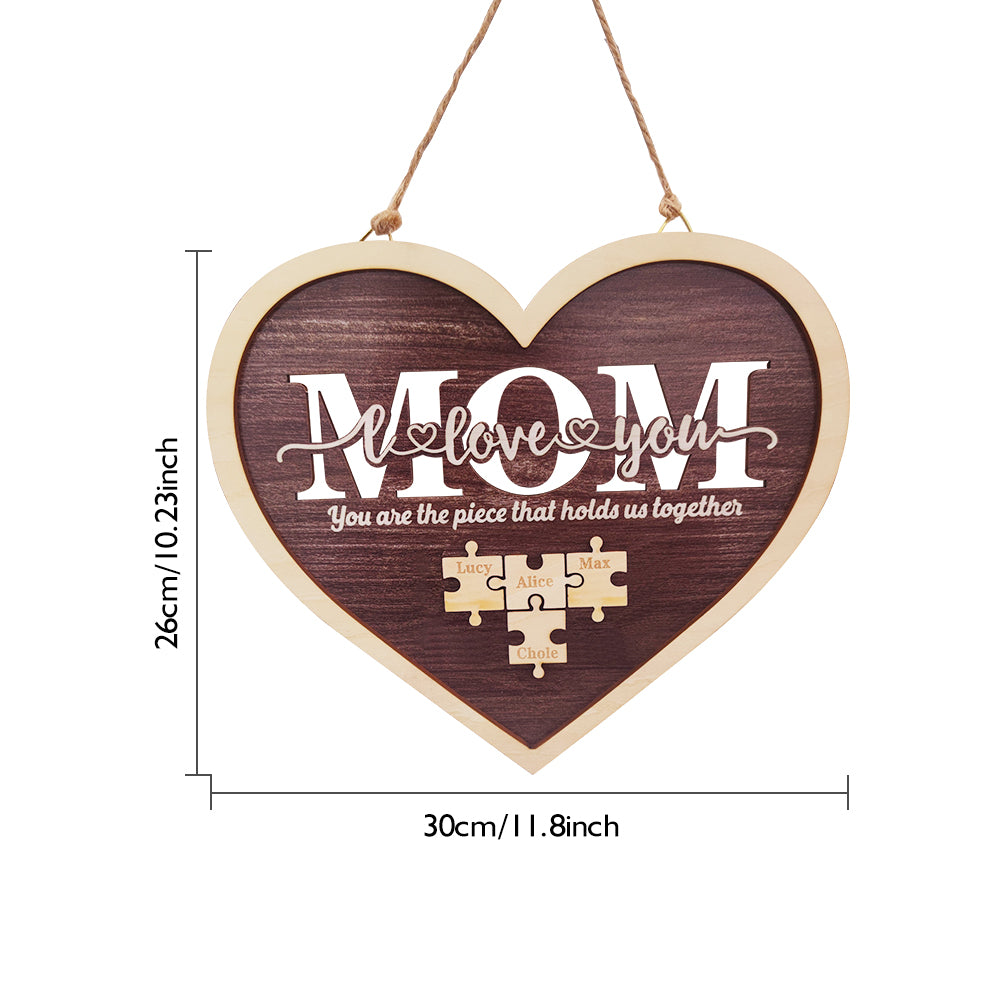 Personalised Mum Heart Puzzle Plaque - You Are the Piece That Holds Us Together - Custom Mother's Day Gift UK