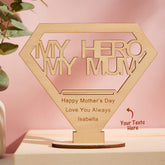 Personalised Diamond Wooden Ornament - Engraved Gift for Mum