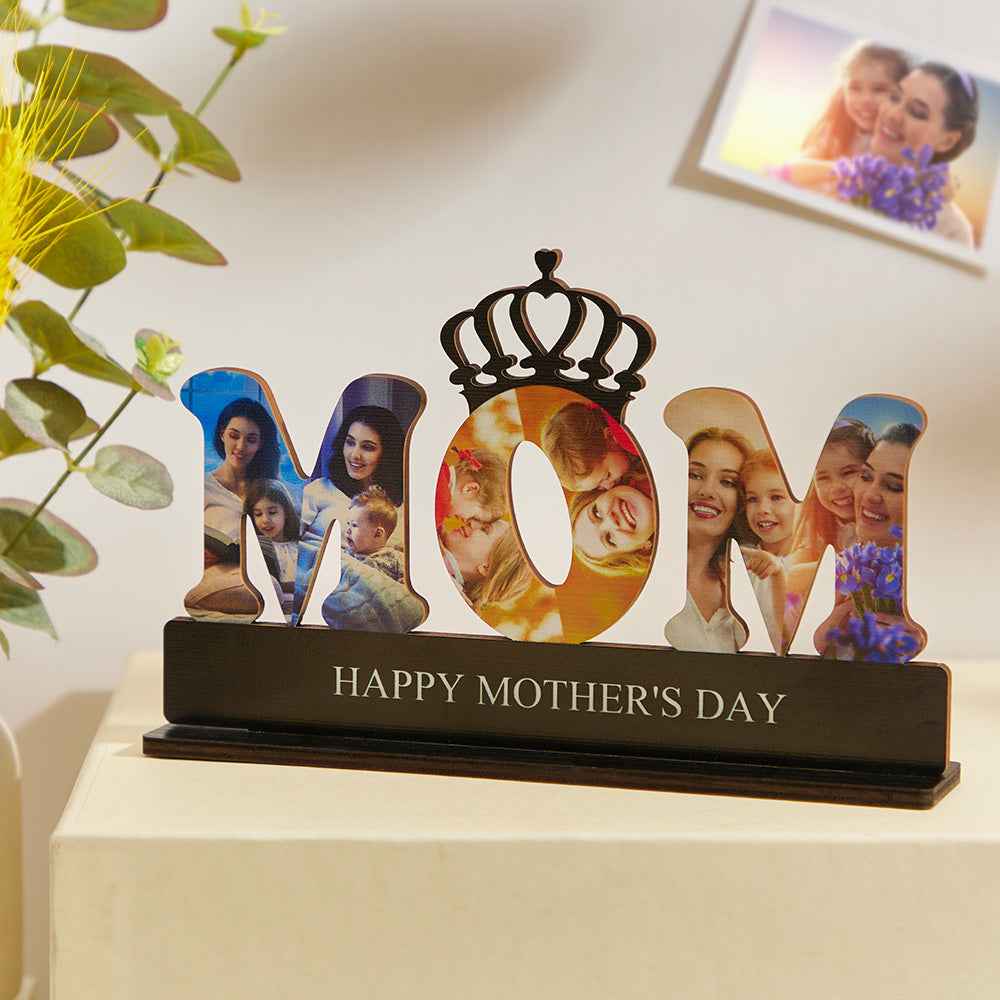 Custom Photo Engraved Ornament Creative Crown Happy Mother's Day Gifts