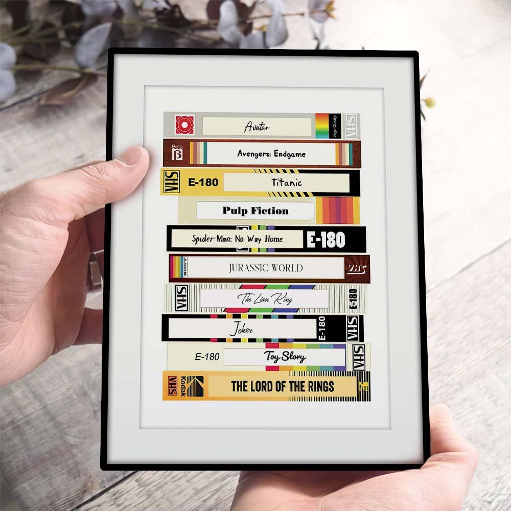 Close-up detail of personalised VHS poster showing crisp colours and robust finish — custom VHS poster perfect for vintage décor