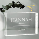 Personalised 2D Crystal Engraved Glass Block with LED Base | Custom Name Gift